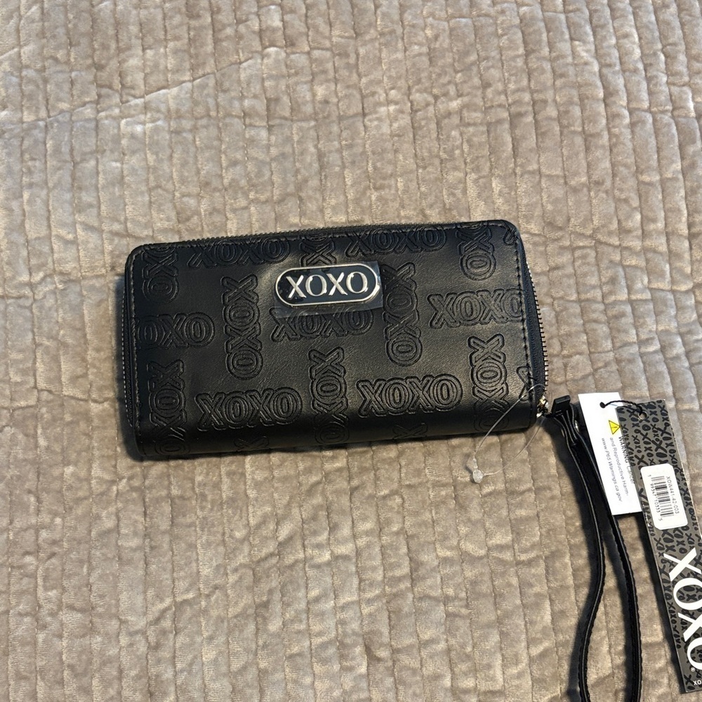 XOXO Black Embossed Wristlet